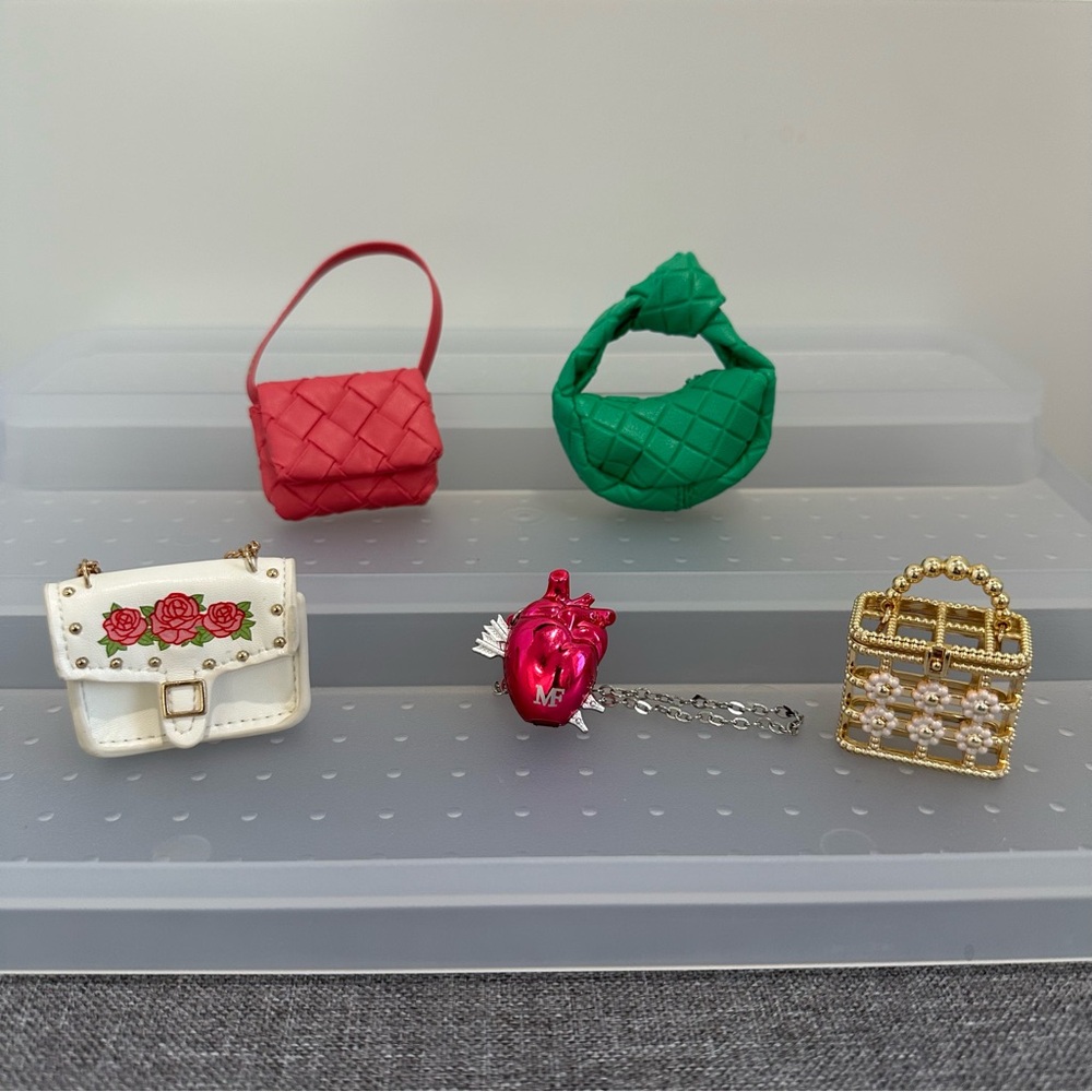 Mini Brands Purse Lot Green Pink Gold Floral Lot of 5